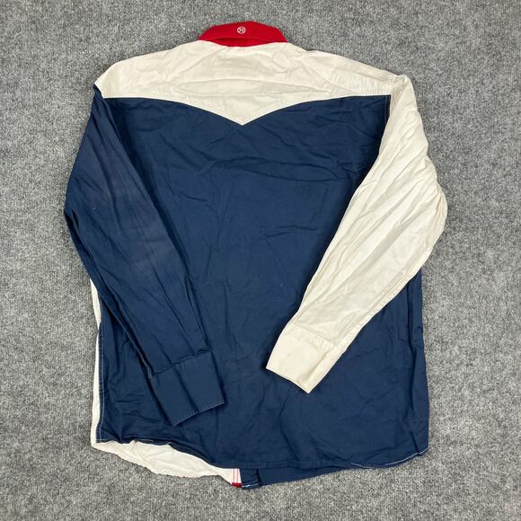 Roper Western Shirt Mens L USA Flag Stars Stripes Pearl Snap Long Sleeve Rodeo - Picture 8 of 9